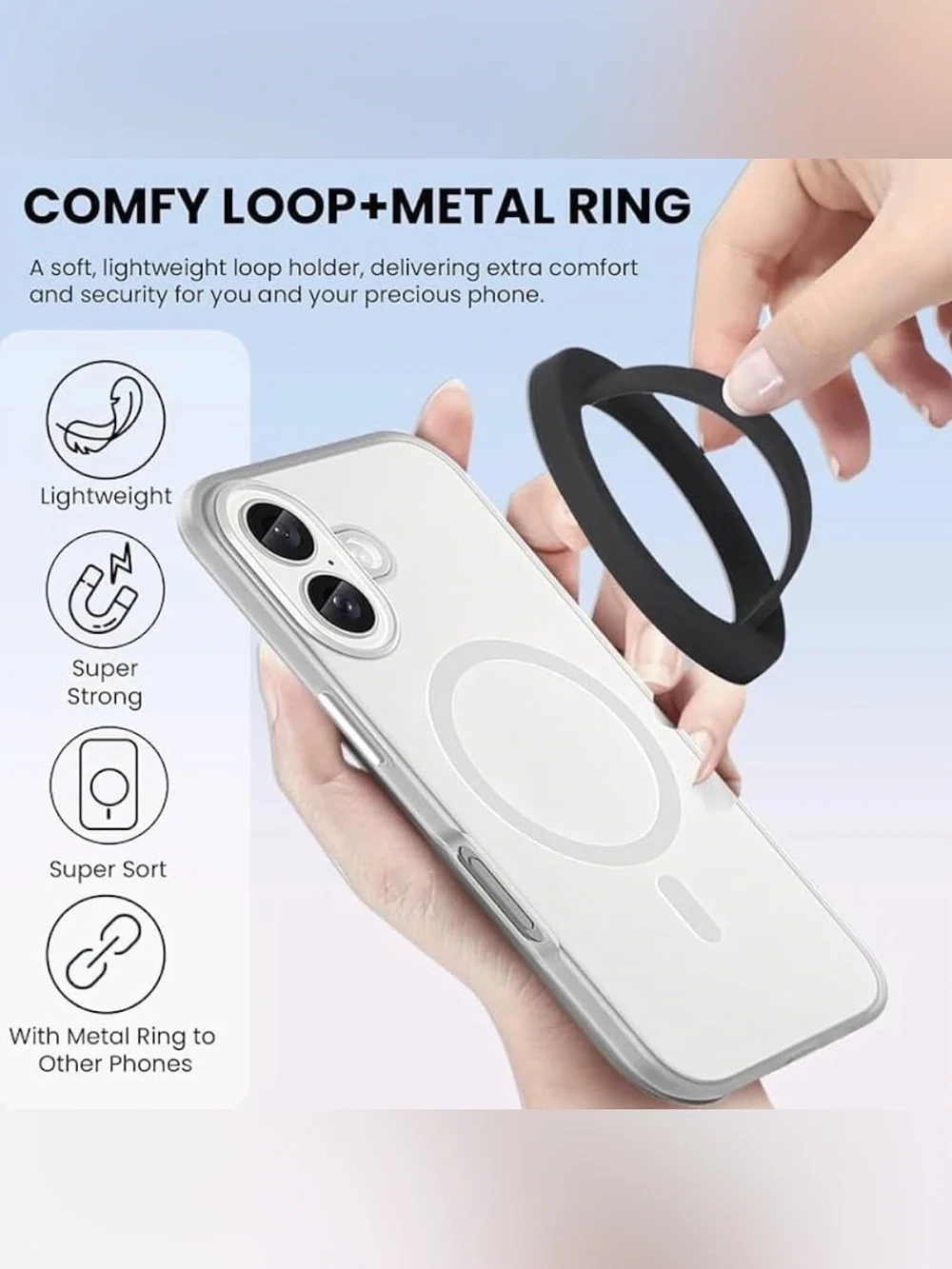 💞 New Black Silicone Magnetic Ring Cell Phone Grip